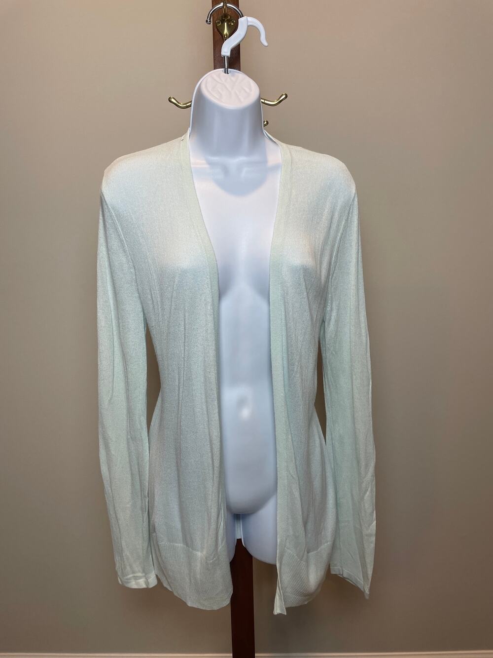 Ann Taylor Factory Wrap Top Size M Light Blue Semi‑Sheer Lightweight Layer